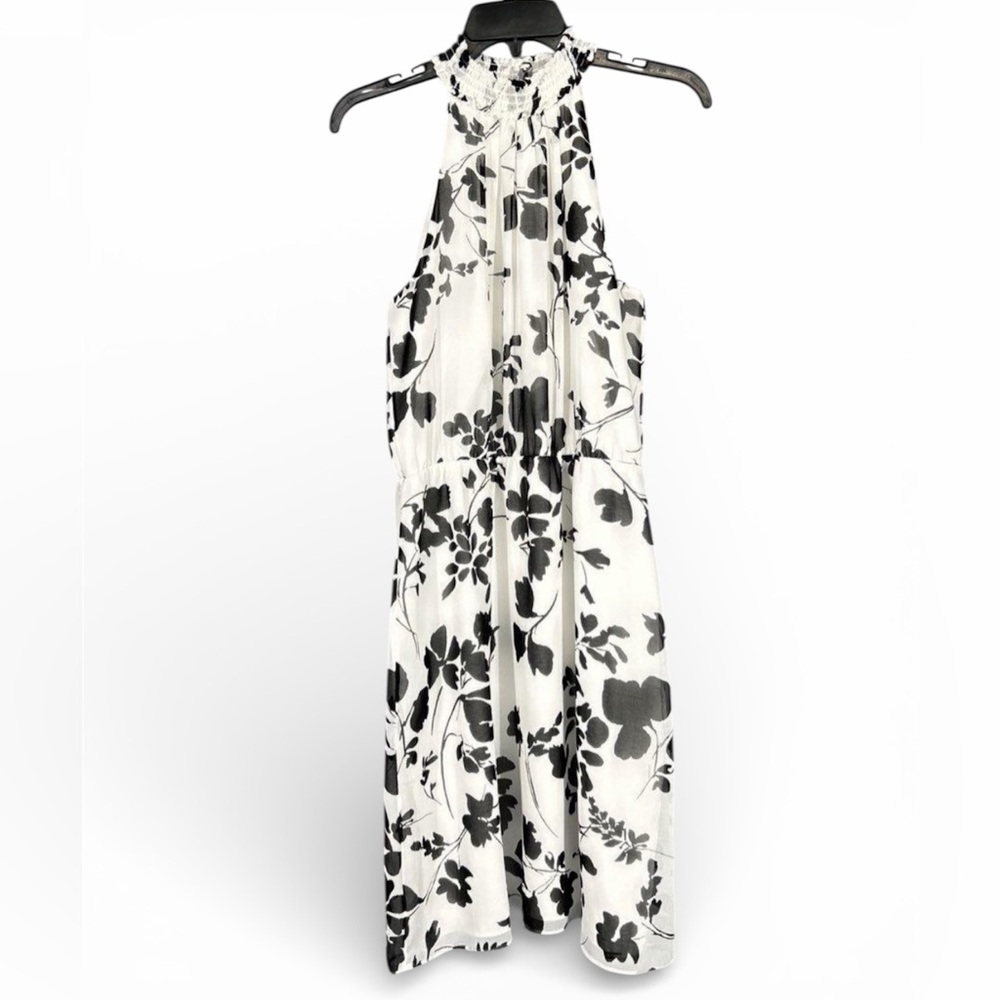WHBM Floral Halter Neck Dress - Black and White - Picture 2 of 4